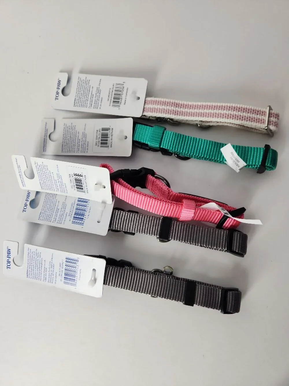 Set of 5 Dog Collars size Small gray pink green Top-Paw new bundle lot